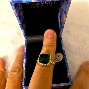 Elegant Gold Plated Ring with Green Stone